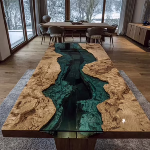 Tavolo rustico con effetto fiume